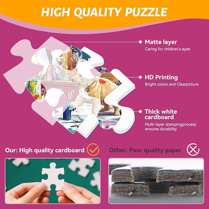 300 Piece Puzzle for Adults – Dog Jigsaw Puzzle for Kids Adults Seniors – Eco-Friendly Recycled Paper Puzzle 300 Pieces – Fun and Challenging Family Game Gift for All Ages (20.5" x 15")
