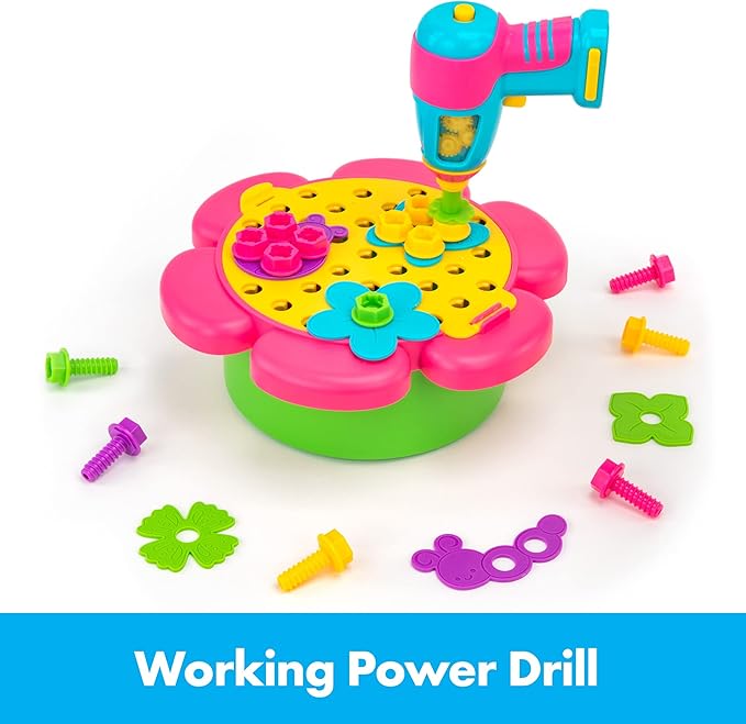 Educational Insights Design & Drill Flower Power Studio, Drill Toy, 50-Pieces, Gift for Kids Ages 3+