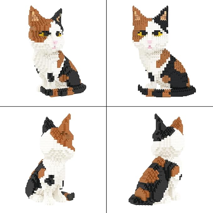 Larcele Cat Micro Building Blocks Animal Set, DIY Mini 3D Building Toy Bricks,1191pcs KLJM-05 (Cat, Model1979)