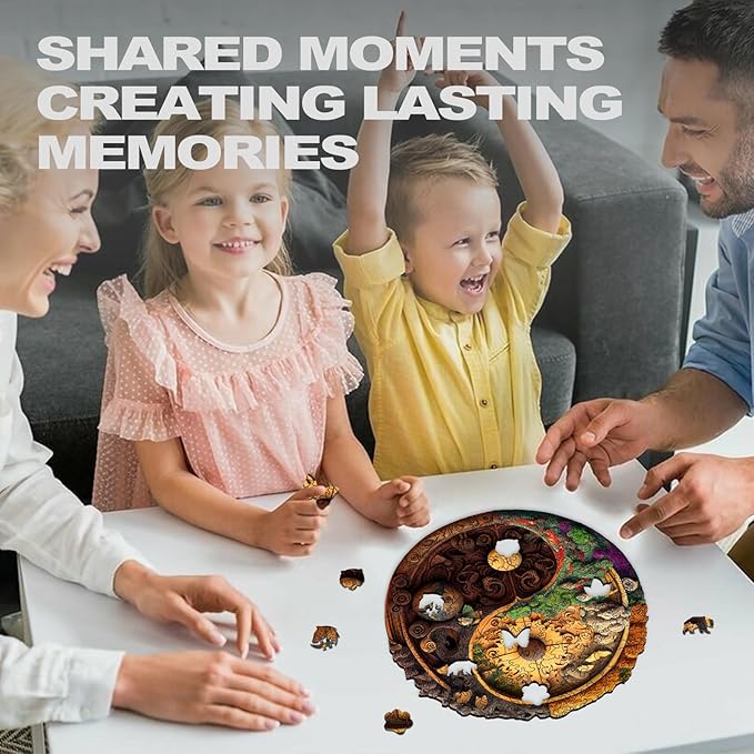 Wooden Puzzles for Adults, Jungle Tiger Unique Shaped Wooden Jigsaw Puzzle, Premium Wooden Box Animals Wood Cut Puzzles, Birthday, 187 Pieces, 11.81"x11.22"