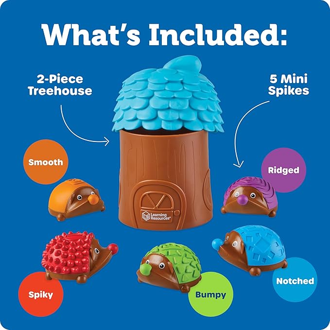 Learning Resources Spike the Fine Motor Hedgehog Sensory Tree House - 7 Pieces, Ages 18+ months Fine Motor and Sensory Toy, Toddler Educational Toys, Montessori Toys