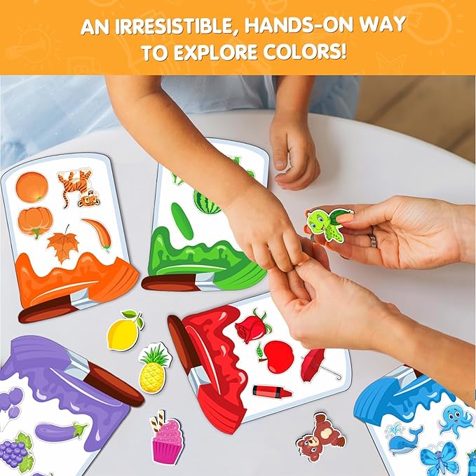 EAMAY Magnetic Color Sorting Set for Kids, Fridge Magnets for Toddlers 1-3, Preschool Circle Time Learning Center Activities, Matching Games Use on The Whiteboard