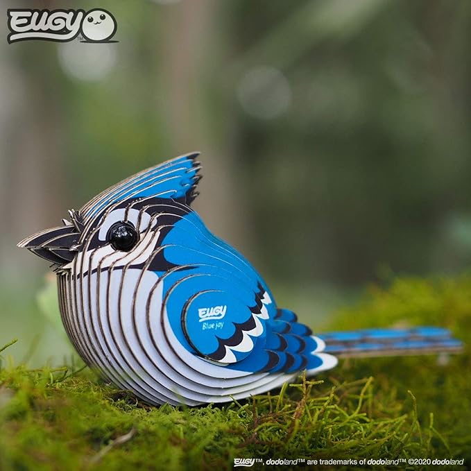 Eugy Blue Jay 3D Puzzle, 26 Piece Eco-Friendly Educational Toy Puzzles for Boys, Girls & Kids Ages 6+