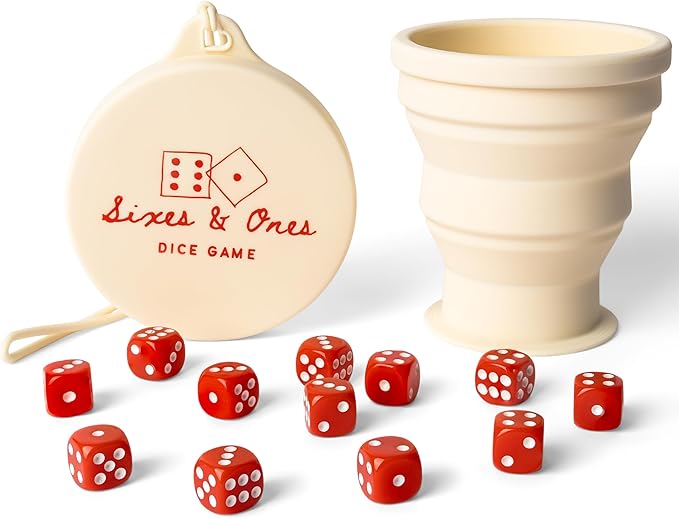 Vango Sixes & Ones Dice Game – 6 Curated Dice Games All in One, Expandable Rolling Cup to Play Anywhere – for Kids, Adults, Families, Travel, Perfect for Game Nights