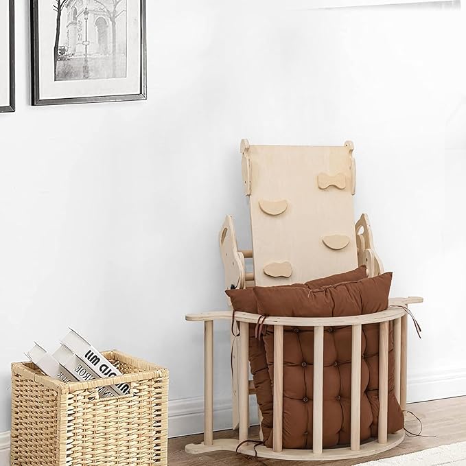 Large Foldable Toddler Climbing Toys Indoor Jungle Gym, Pikler Triangle Set with Cushion, S-lide and Arch, 7-in-1 Montessori Climbing Set(1.5-5yrs)