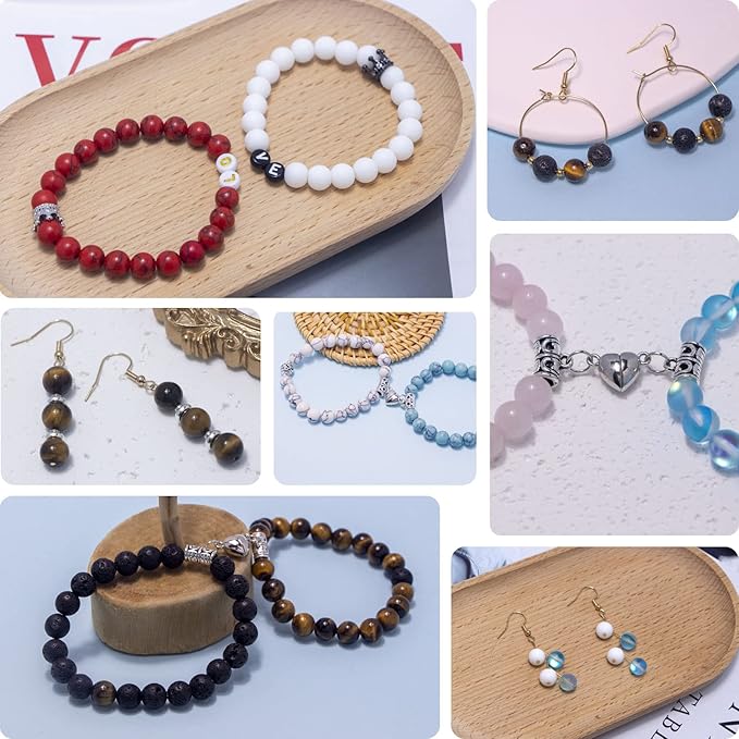 Mchruie 636pc Bracelet Making Kit, 8mm Beads for Bracelets Making - Natural Stone Gemstone Beads for Jewelry Making DIY Bracelet Kit for Adults Beginners