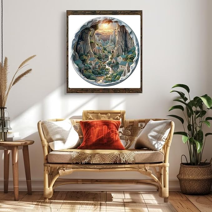 Wooden Puzzles Adults, 3D Cave Forest Puzzle 300 Pieces, Unique Animal Shaped Wood Challenging Jigsaw Puzzles Gifts for Adults, 13.4x13.3in