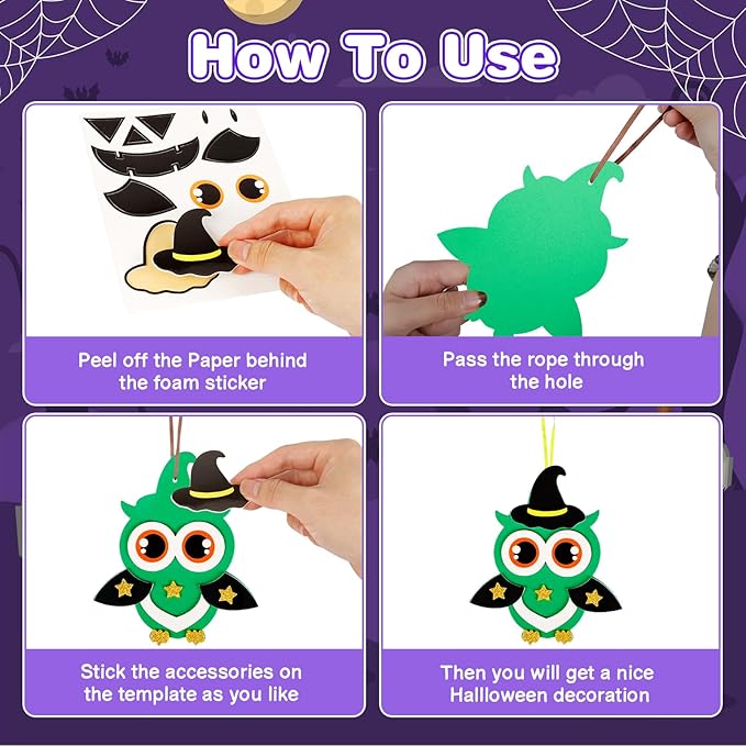 Fennoral 12 Pack Halloween Craft Kit for Kids Make You Own Halloween Foam Stickers Arts and Crafts DIY for Kids Boys Girls Party Supplies Halloween Decoration