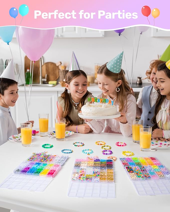 DIY Friendship Bracelet Making Kit for Kids – 6 Boxes Jewelry Crafts Beads with Pony, Clay, Letter Beads, Charms & Complete Jewelry Making Tools – Gift for Girls Age 6+