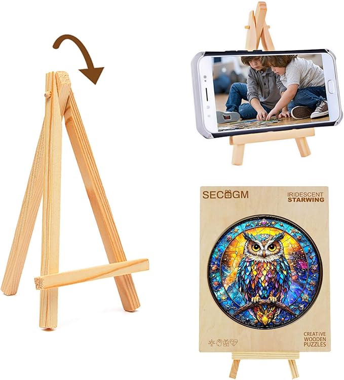 Wooden Puzzles for Adults - Stained Glass Owl Wood Puzzles Adult - Unique Animal Shape Wooden Jigsaw Puzzles for Adults - Birthday Gifts for Puzzle Lovers, Family (11.4 * 11.3in)