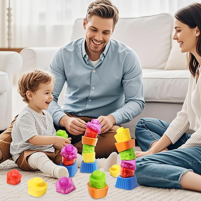 Irregular Maracas Stacking Blocks Toys, Montessori Toys for 1 + Year Old, 6 PCS Stackable Educational Sensory Toy, 1 + 2 3 Old Boy or Girl Kids Gifts