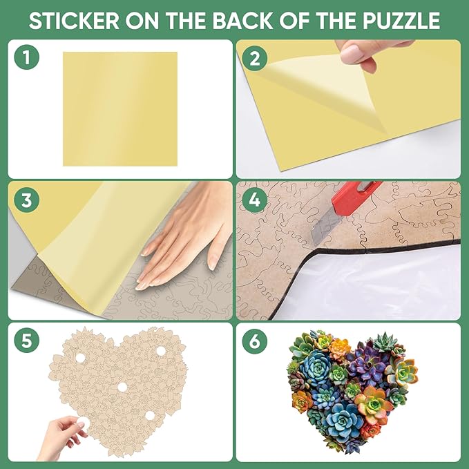 Mys Aurora Jigsaw Puzzles,200 Pieces Heart Succulent Wooden Puzzles for Adults, Unique Shaped Plant Puzzles,Brain Teaser Family Flower Puzzle Game Medium 11.7'' x 11.2''