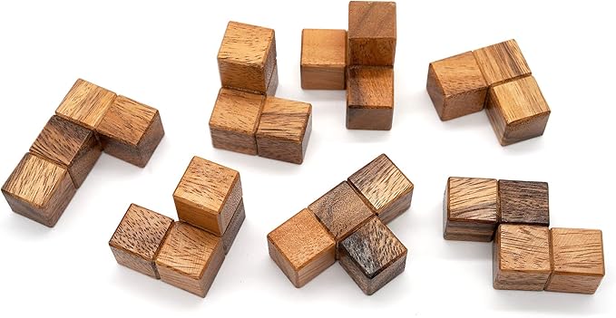 BSIRI Soma Puzzle Cube Wooden Toy Brain Teaser Desk Board Games Adults Master Block Christmas Mind Magic Kids Benders Wood Hand Cube Family Teens Boy Classic