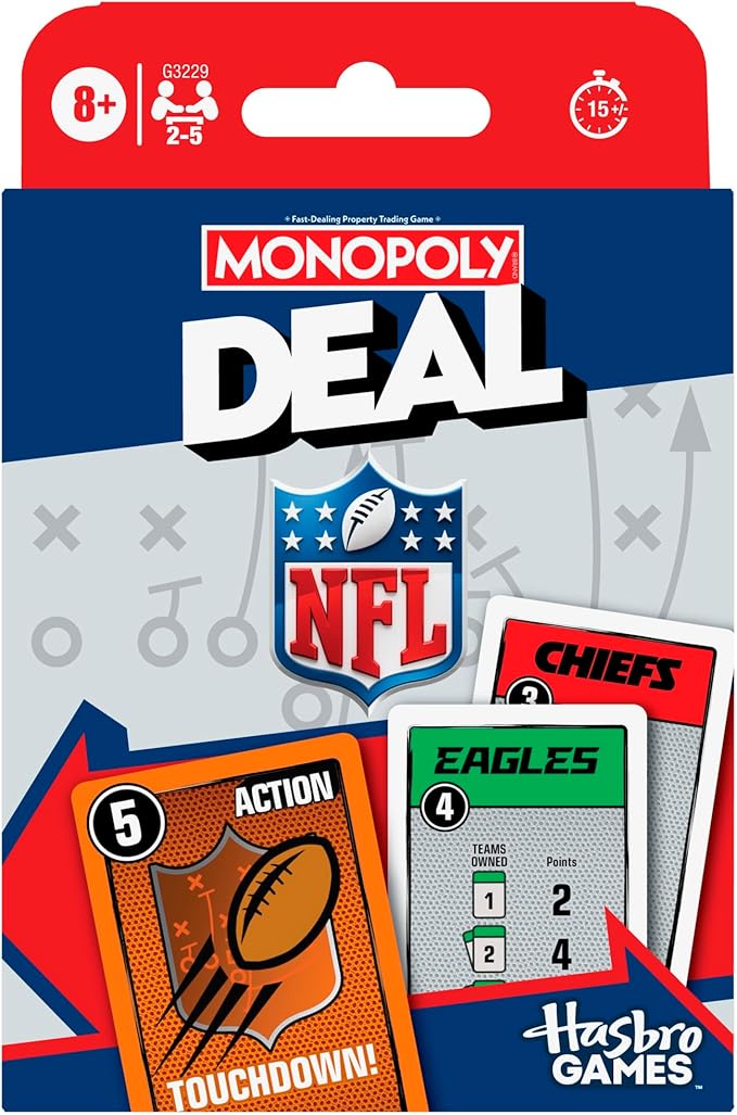 Monopoly Deal NFL Edition Game | Officially Licensed NFL Card Game for Families and Kids | Ages 8+ | 2-5 Players | 15 Mins. | Football Games