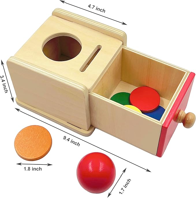 Dailyfunn Montessori Toys Coin&Ball 2-in-1 Drop Box Object Permanence Box for Infant Baby Preschooler 6-24 Months