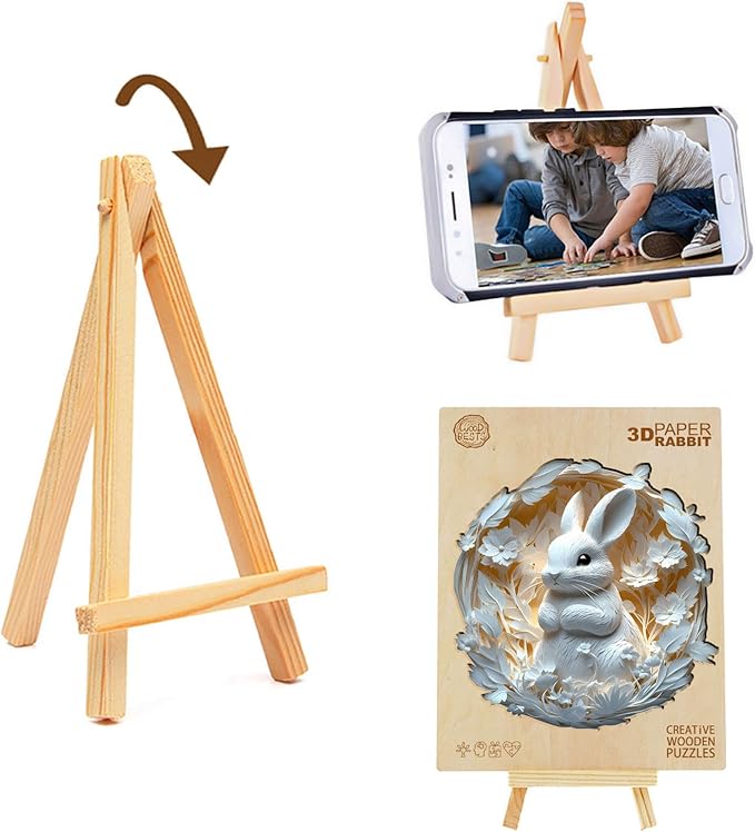 KAAYEE Wooden Puzzles for Adults, 3D Vision Effect Paper Rabbit Wooden Jigsaw Puzzles 200PCS Unique Shape Advanced Wood Puzzle Adult, 3D Effect Flat Puzzle Birthday Gifts Family Game (M-11.4 * 11.1in)