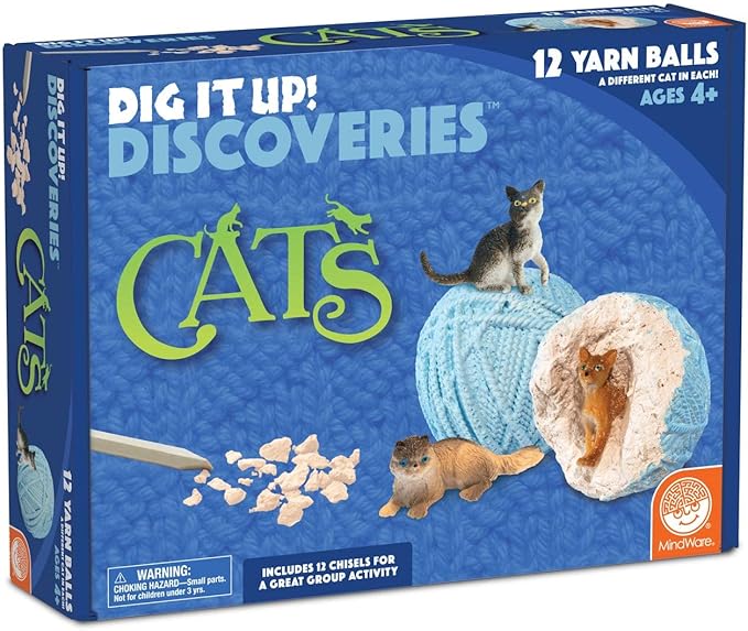 MindWare Dig It Up Discoveries: Cats – Party-Sized 12-Pack of Educational Discovery Digs for Kids with Tools & Fun Facts – Learn All About Cats!