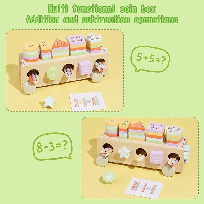 Montessori Toys for 1 2 3 Year Old, Wooden Color & Shape Sorting Matching Toys | Learning Educational Toys for 1-3 Year Old Kids | One 1st 2st Birthday Gift for Boy Girl