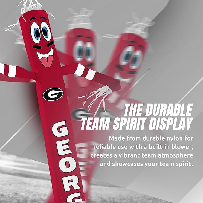 NCAA Georgia Bulldogs Football Wacky Waving Inflatable Tube Guy with LED Lights & Built-in Blower - 6" x 36" x 96" Inflatable Tube Man Crazy Sports Fan Outdoor Party Decoration