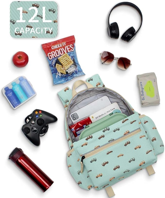 Corduroy Toddler Backpack for Boys 2-5: Preschool Backpack for Girls - Cute Kids Backpack 13.5" H