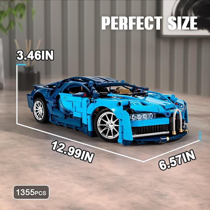 Bluce Sports Car MOC Building Blocks Kit, 1:14 Scale Sports Car Model Toys(1355 Pcs)，Gift for Adults and Kids