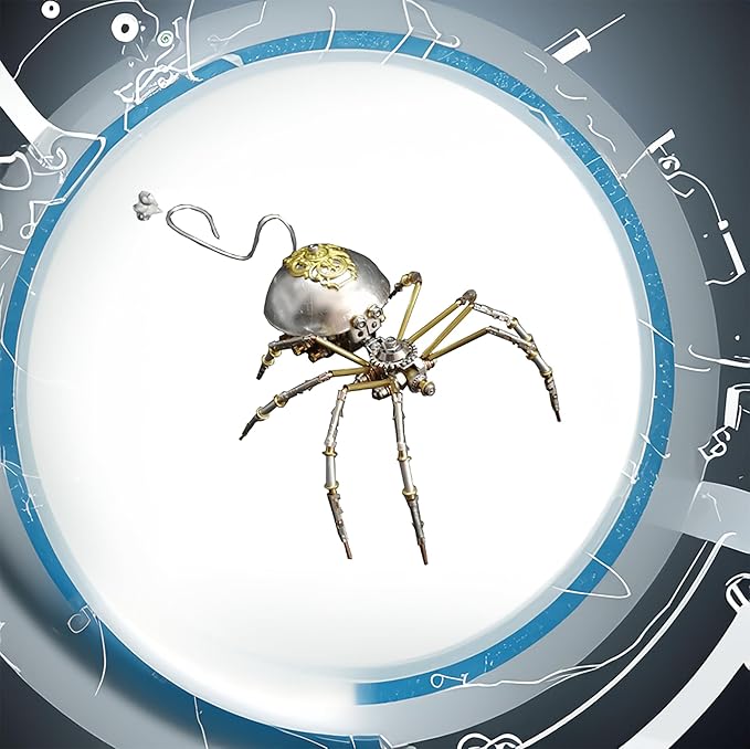 Steampunk Metal Insect Bug Mechanical Sculpture Insect Clockwork 3D Metal Puzzle Model Handmade for Man Entomology Learning(Long-Tailed Spider)