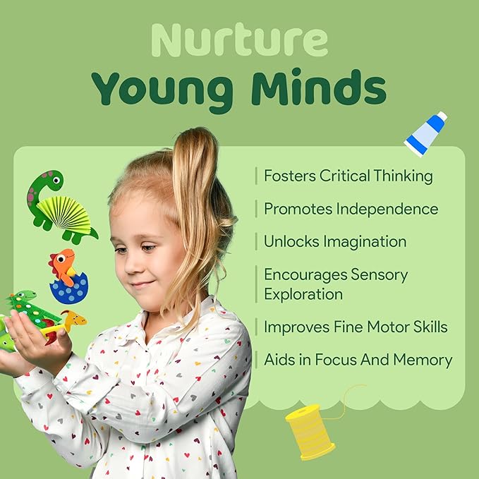 Dinosaur Craft Box - 10 Creative Arts and Crafts for Kids Ages 4-8, Fun, No Mess, Educational, Toddler, Preschool & Homeschool Activities Kit with Supplies, 3 4 5 6 7 8 Year Old Girls and Boys