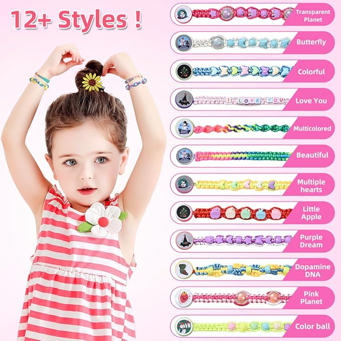 QDGMXIV Bracelet Making Kit for Girl 7 8 9 10 11 12 Year Old, Arts and Crafts Kid Gifts for Birthday
