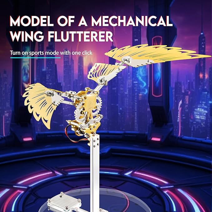 3D Metal Puzzles for Adults, Metal Model Kits for Adults Ornithopter, Mechanical Steel 3D Puzzle Stainless Steel Ornaments for Men Women Art Craft Gifts Toys(Gold).