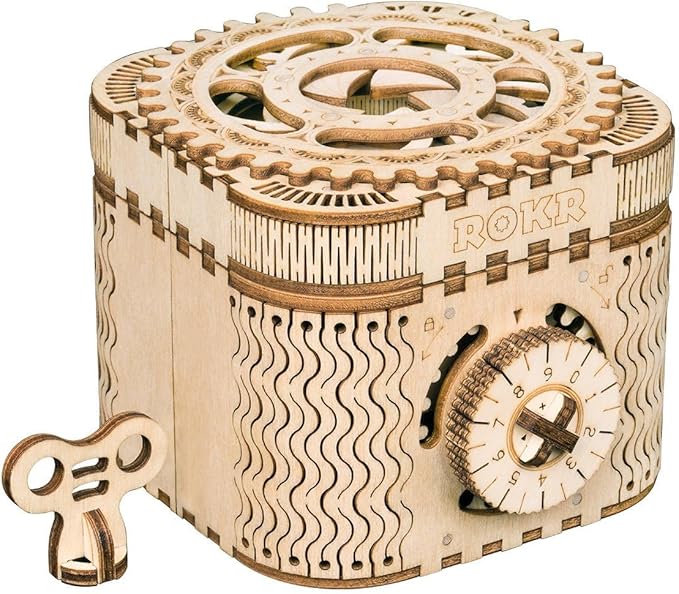 ROKR 3D Wooden Puzzle Mechanical Treasure Box Model DIY Brain Teaser Projects for Adult Kid Age 14+