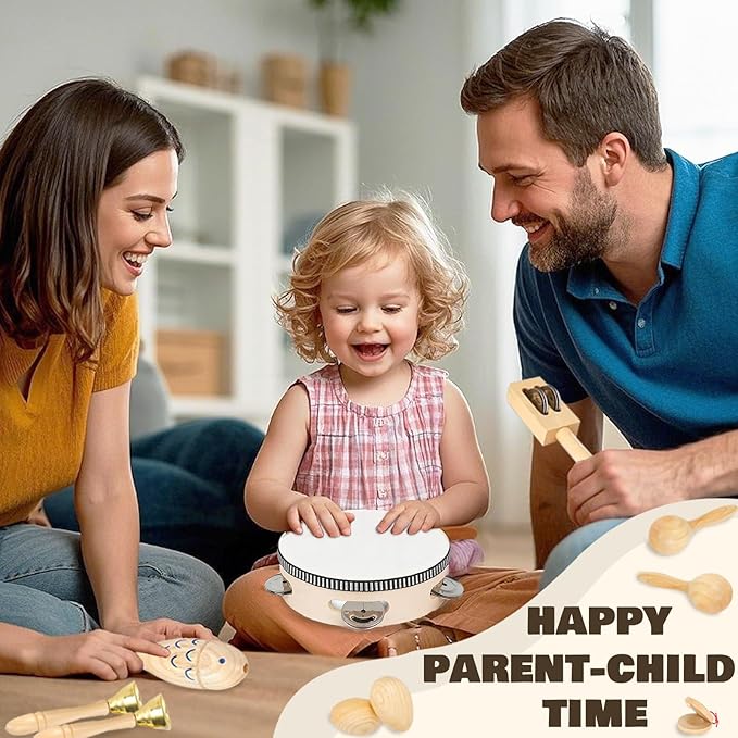 Ehome Musical Instruments for Toddlers 1-3, Wooden Percussion Kids Instruments, Musical Toys for Kids, Baby Musical Instruments for Boys Girls Birthday Gifts with Storage Bag