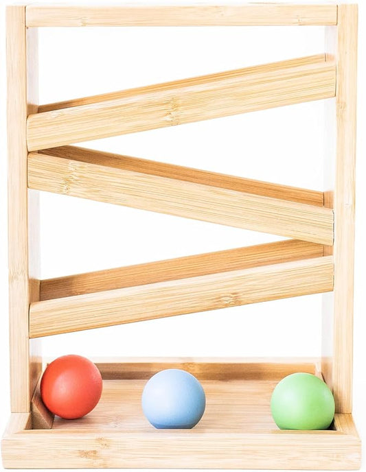 Montessori Small Ball Tracker Wooden Ball Drop - Wood Toys for 3 Year Old - Educational Toy for Baby and Toddler - Ramp Maze Run Track