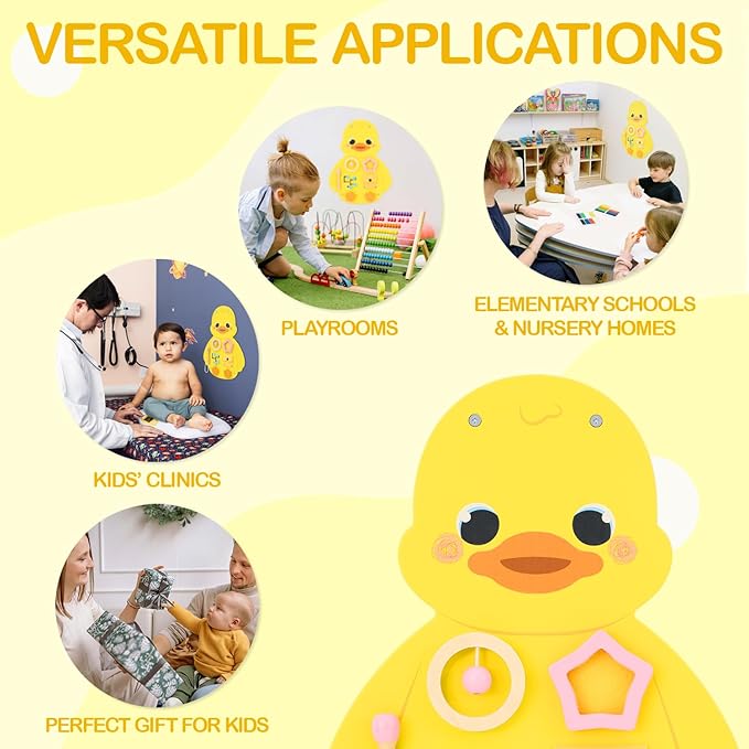 Monläurd® Wooden Duck Sensory Wall Toy, Busy Board for Toddlers, Montessori Sensory Wall Panel for Kids, Ideal for Classroom, Playroom & Daycare, Wall Activity Board
