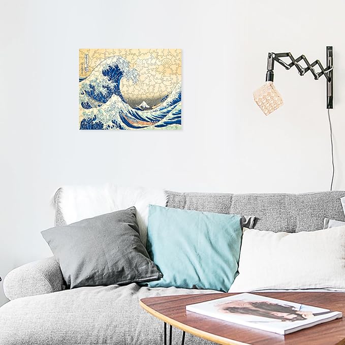Adults Wooden Puzzles, Wooden Jigsaw Puzzles, Unique Irregular Shape Sea Wave Wood Puzzles, 200 Pcs, Wall Art Decoration for Home