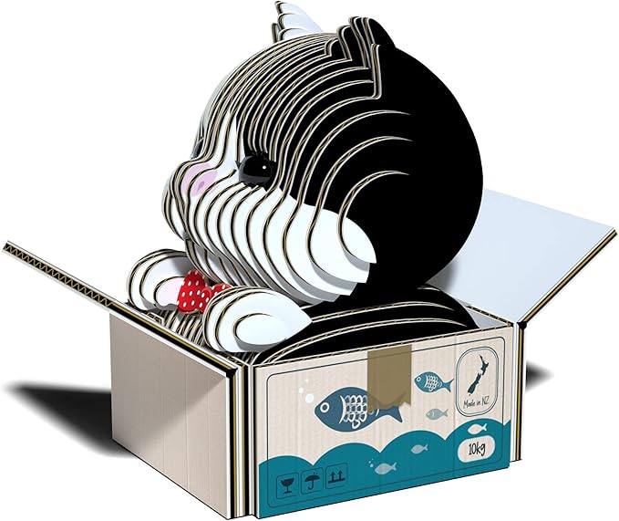 Eugy Cat - Tuxedo 3D Puzzle, 32 Piece Eco-Friendly Educational Learning Puzzles for Kids 6+