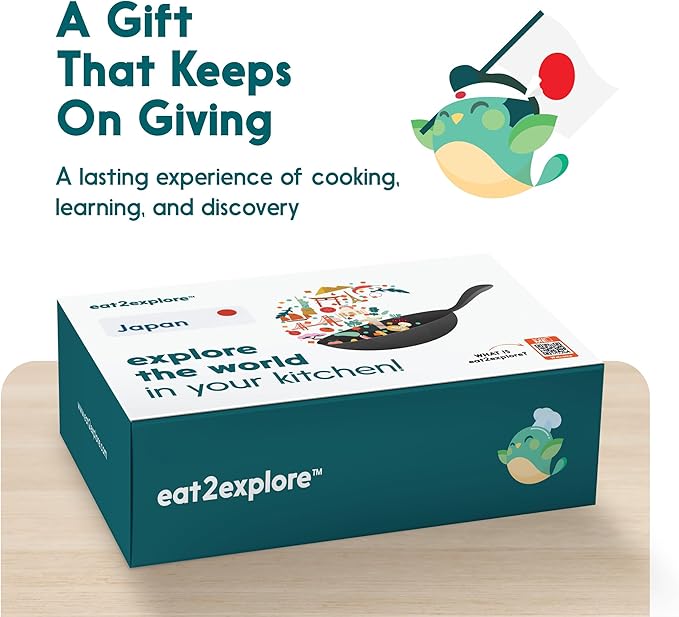 eat2explore Cooking Kits for Kids - Interactive & Educational Set with 3 Recipe Cards, Key Ingredients & Cooking Tools - Ideal Idea for Kids who Love to Create Meals (Japan Edition)