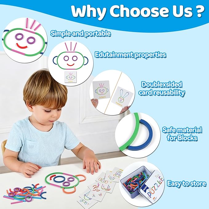 STEM Montessori Puzzle Toy for Toddlers – Creative Shape Matching & Ring Stacking Set, Hands-On Learning Educational Game for Fine Motor Skills, Preschool Classroom Essentials Ages 3-6