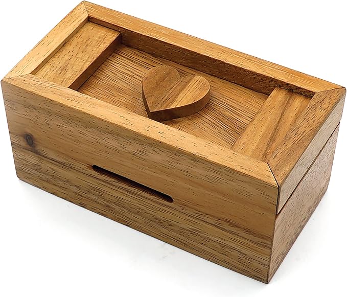BSIRI Secret Heart Box- Secret Box Brain Teaser Wooden Puzzle Boxes with Hidden Compartments. Ideal Mystery Box, Money Box, Jewelry Box, 3D Puzzle Lock Box, Gift Card, and Money Puzzle Box