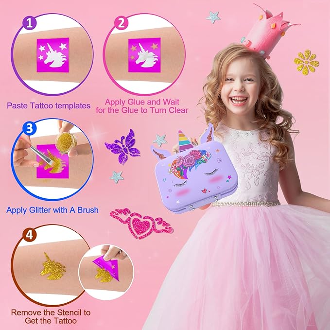 Kids Nail Polish Set for Girls, Nail Art Kit with Non-Toxic Nail Polish & DIY Nail Stickers, Kids Nail kit with Nail Dryer and Peelable Nail Polish, Gift Toys for Girls Age 3-12