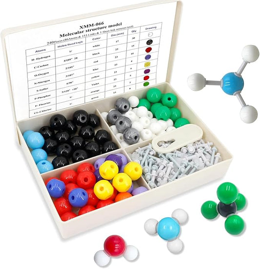 240Pcs Molecular Model Kit Inorganic Atomic Chemistry Element Set Organic Chemical Molecular Structure Model Building Kit Science Teaching Supplies Gifts for Teachers Friends Family Members