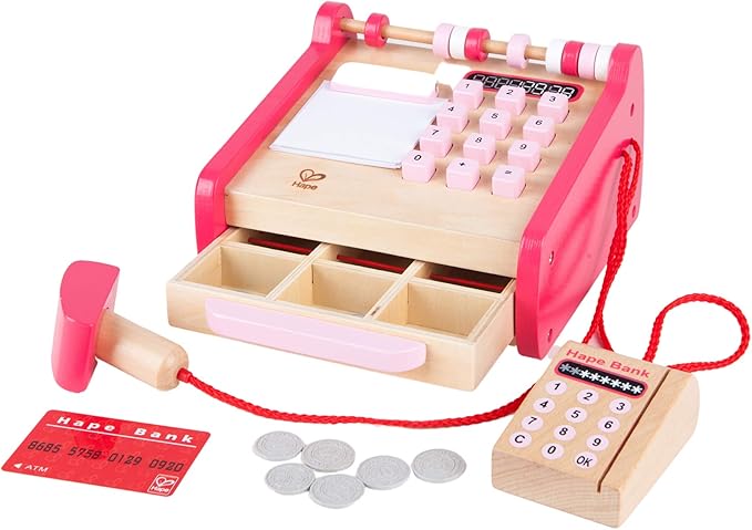 Hape Checkout Wooden Register Pretend & Play Role Play Set with Accessories