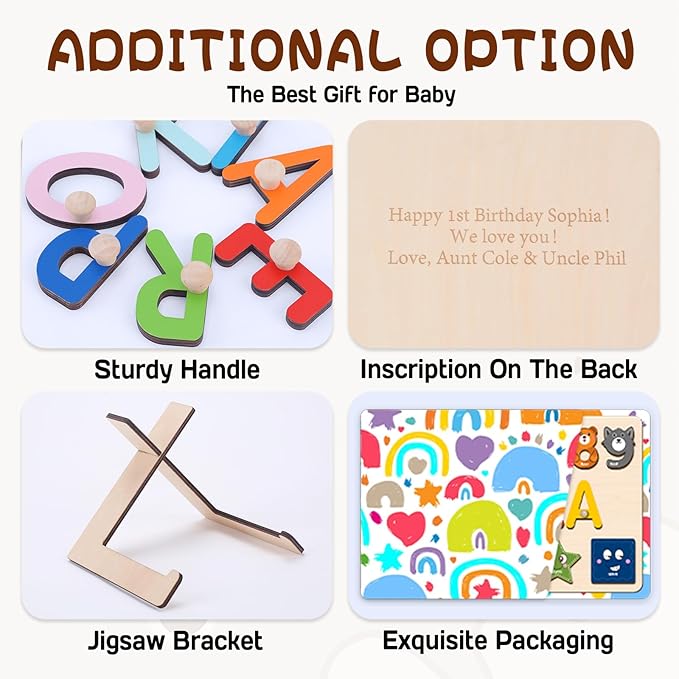 Name Puzzles for Toddlers Boy and Girl, Personalized Wooden Shapes Puzzles for Toddlers 1-3, Educational Toys, Customized Baby Gifts, 1 Year Old Girl Gifts