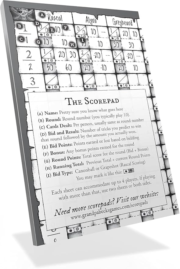 Grandpa Beck's Games Replacement Score Pads for Skull King - The Ultimate Pirate Trick Taking Game | from The Creators of Cover Your Assets & Cover Your Kingdom