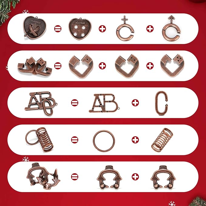 24 Pcs Brain Teaser Puzzles for Adults - Metal Puzzles 3D Puzzle Game Toys for Adults Teens - Wooden Unlock Interlocking Puzzle Adult IQ Education Smart Toys
