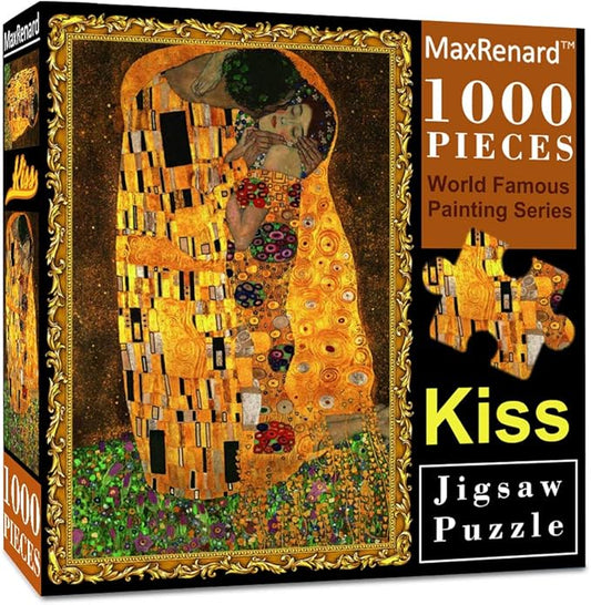 MaxRenard Game Jigsaw Puzzle 1000 Pieces Fine Art The Kiss Klimt Fine Artwork Challenge Family Game Fit Together Perfectly