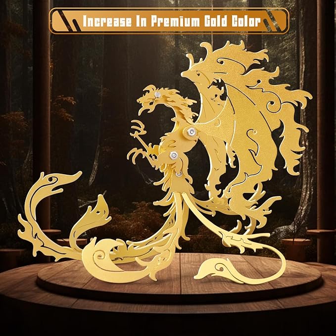 3D Metal Puzzles,3D Metal Puzzle for Adults,Mechanical Model Kit Gold Vermilion Bird,Steel 3D Puzzles Stainless Steel Ornaments for Adults Home Decor Art Craft Gifts Toys.