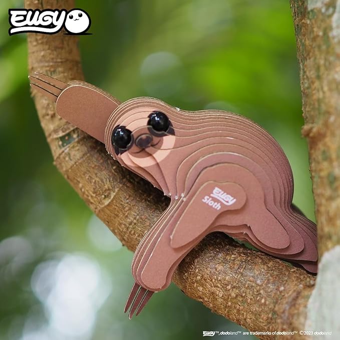 Eugy Sloth 3D Puzzle, 23 Piece Eco-Friendly Educational Toy Puzzles for Boys, Girls & Kids Ages 6+