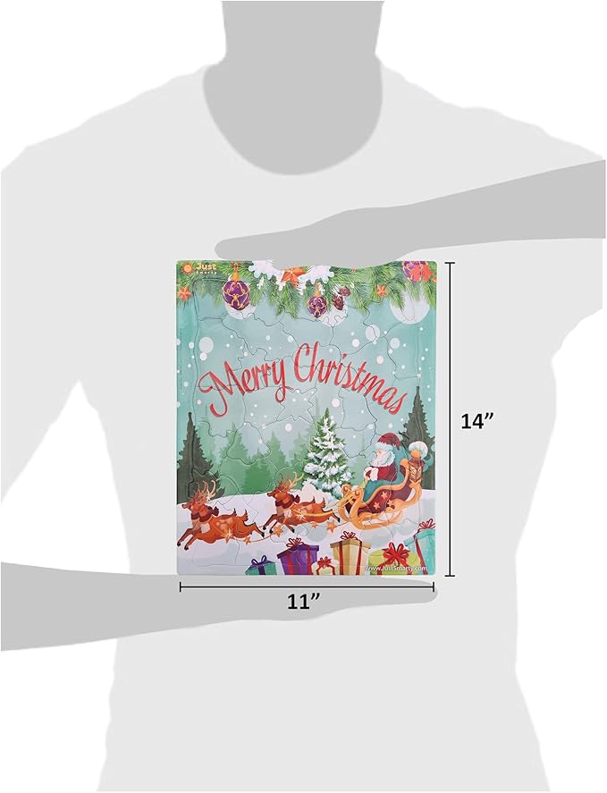 Just Smarty Merry Christmas Jigsaw Puzzle 46 Pieces for Kids Ages 4, 5, 6, 7, 8 with Fun Shapes and Tray. Fun Learning Educational Toy for Boys Girls in Pre-K, Kindergarten, First and Second Grade