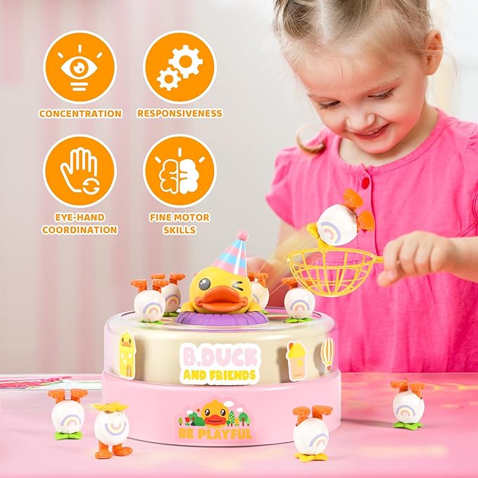 B.Duck Games for Kids Age 4-6, Catch and Bounce Duck Board Games for Kids 3-5,Family Toddlers Games Birthday Gifts for 5-7 Girls, Birthday for Toddlers 4-8