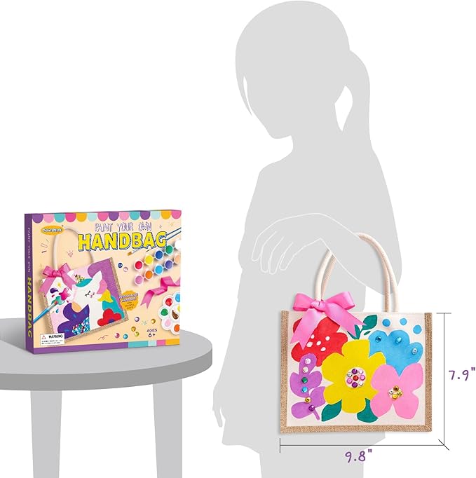Drama Planet Painting Kit, Paint Your Own Handbag, Arts and Crafts for Girls, Art Activities & DIY Personalized Handbag, Great Gifts for Girls Ages 6 and Up